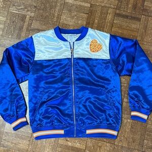 Disney Mickey Mouse
Blue and Silver Satin Bomber Jacket